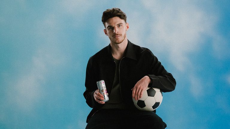 Declan Rice sprak met Sky Sports bij de lancering van zijn nieuwe samenwerking met Energy Drink Celsius