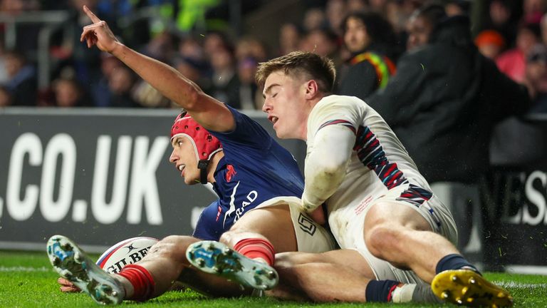 France's Louis Bielle-Biarrey scored the opening try of the Test after a number of earlier French errors 