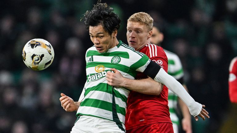 Reo Hatate and Sivert Heltne Nilsen battle for the ball