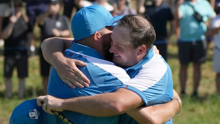 Europe's Sepp Straka and Shane Lowry at 2023 Ryder Cup (Associated Press)