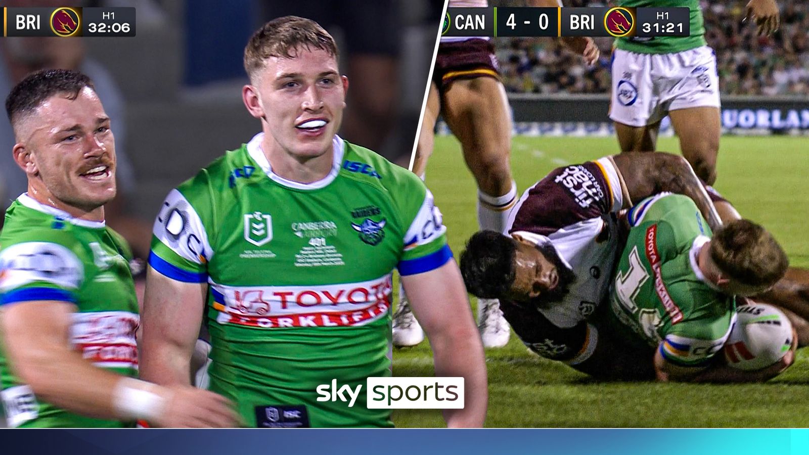 Nicholson scores NRL debut try for Canberra Raiders!