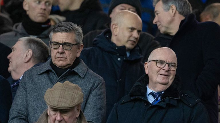 US Health tycoon Andrew Cavanagh (L) was at Ibrox in January as Rangers took on St Johnstone