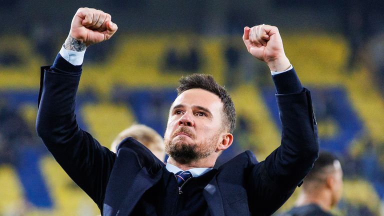 Istanbul, Turkiye - 06 March: The temporary Rangers coach Barry Ferguson in the first division in the European League in UEFA from 16 games in the first stage match between Vennnhs SK and Rangers at Ulker Stadium, on March 06, 2025, in Istanbul, Turkiye. (Photo by Alan Harvey / SNS)