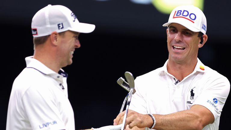 Justin Thomas (left) and Billy Horschel (right) of Atlanta Drive in TGL (Getty Images)