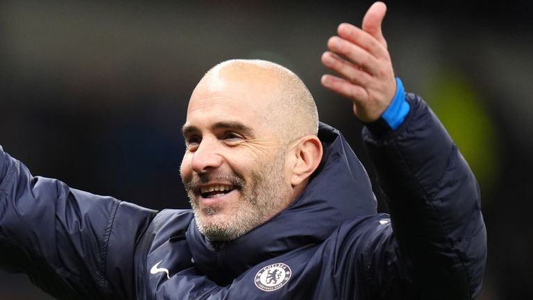 Chelsea manager Enzo Maresca celebrates following the Premier League match at the Tottenham Hotspur Stadium, London. Picture date: Sunday December 8, 2024.