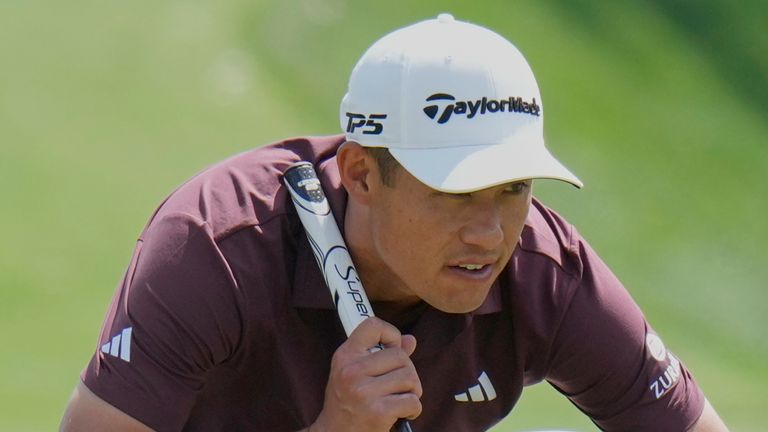 Colin Maurica lines a bird on the ninth hole during the second round of the Golf Championship in the Players Championship on Friday, March 14, 2025, in Ponte Fedra Beach, Florida (AP Photo/Chris O'Meara) 