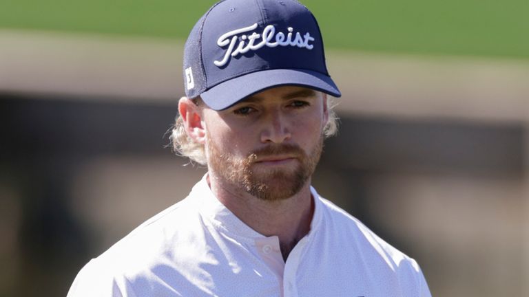 Ponte Vedra Beach, FL - 13 March: Danny Walker, on March 13, 2025 in Ponte Vedra Beach in the first round of TPC Sawgrass plays a shot in the 18th hole in the 18th hole. (David Rosenblum / by Icon Sportswire) picture) (Icon Sportswire through AP Images)