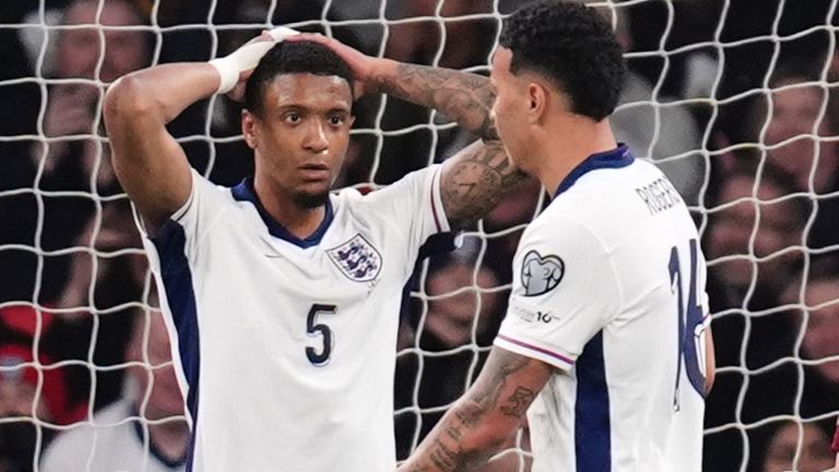 Ezri Konsa looks like his chance to open the result for England against Latvia goes begging