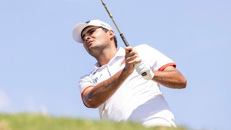 Eugenio Chacarra of Fireballs GC hits his shot from the 14th tee during the quarterfinals of LIV Golf Team Championship Dallas at Maridoe Golf Club on Friday, September 20, 2024 in Carrollton, Texas. (Photo by LIV Golf via AP)