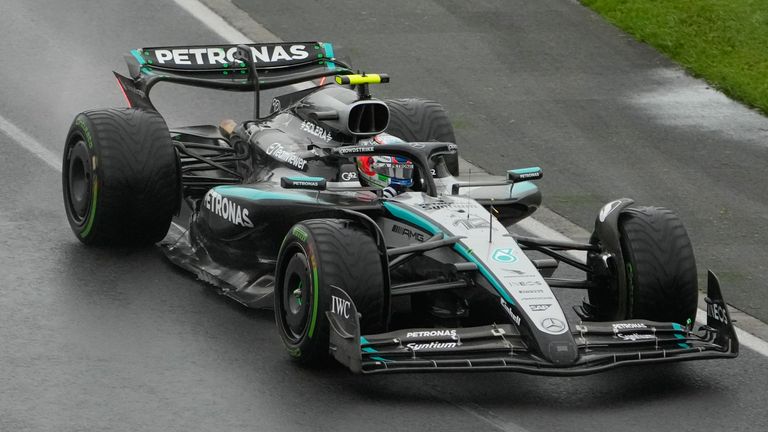 Mercedes driver Kimi Antonelli of Italy steers his car during the Australian Formula One Grand Prix at Albert Park, in Melbourne, Australia, Sunday, March 16, 2025. (AP Photo/Asanka Brendon Ratnayake)