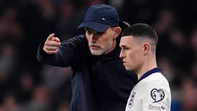 England boss Thomas Tuchel and Phil Foden