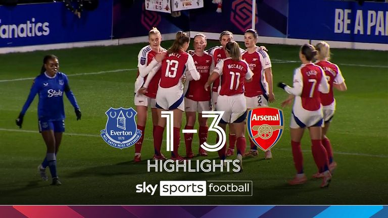 Highlights from the Women's Super League match between Everton and Arsenal.