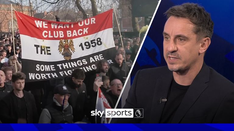 Manchester United voice their concerns in a protest ahead of their Premier League fixture against Arsenal with former club captain Gary Neville understanding the fans frustrations with the current situation at Old Trafford. 