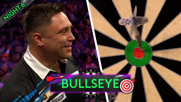 Gerwyn Price executes a 123 finish on the bullseye to take a 4-1 lead in Nottingham against Luke Littler in night six of the Premier League. 