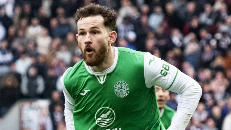 Hibs' Jack Iredale celebrates after scoring to make it 2-1
