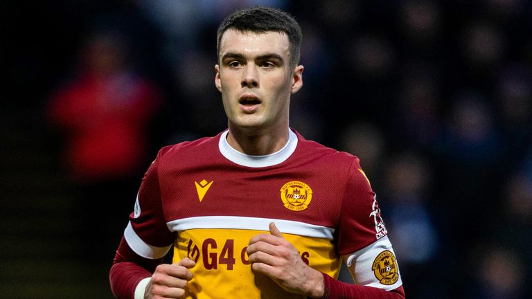 MOTHERWELL, SCOTLAND - DECEMBER 29: Motherwell's Lennon Miller during a William Hill Premiership match between Motherwell and Rangers at Fir Park, on December 29, 2024, in Motherwell, Scotland. (Photo by Craig Foy / SNS Group)