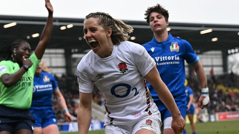 Claudia MacDonald scored one of six England tries as the Red Roses began their Women's Six Nations campaign with victory