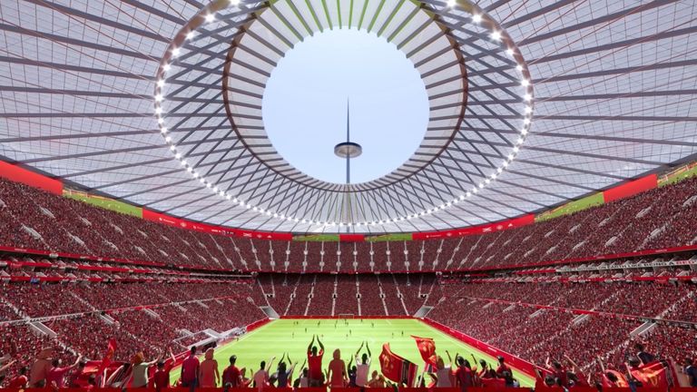 An computer generated image of Manchester United's proposed 100, 000-seater stadium (pic: Manchester United)