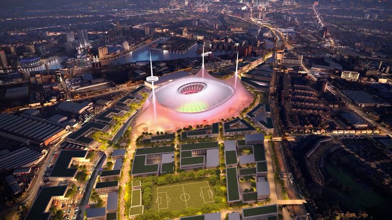 An computer generated image of Manchester United's proposed 100, 000-seater stadium (pic: Manchester United)