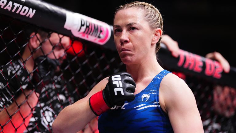 Molly McCann of England prepares to face Alexia Thainara of Brazil in a strawweight fight during the UFC Fight Night event at The O2 on March 22, 2025 in London, England. (Photo by Jeff Bottari/Zuffa LLC)