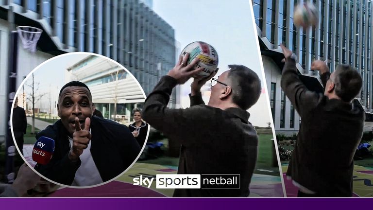 The Soccer Saturday team assumes the challenge of the Netball Super Shot ... and everything fails to clean the ball!