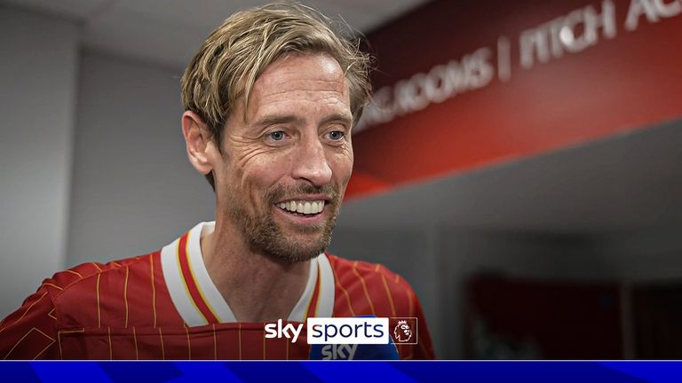 Peter Crouch reacts to playing for Liverpool Legends