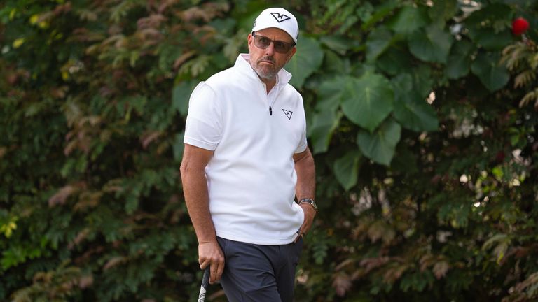 Captain Phil Michelson of Hyflyers GC was seen on the eleventh hole during the second round of Golf Hong Kong in Hong Kong Golf Club on Saturday, 08 March 2025 in Vanning, Hong Kong. (Mateo Villalba/LIV GOLF via AP)