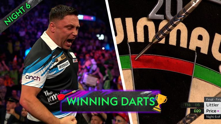 Gerwyn Price wins in Nottingham finishing on 100 checkout and gives an emotional reaction to his victory on night six over Luke Littler. 