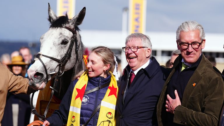 Sir Alex Ferguson celebrates Cheltenham glory with Caldwell Potter