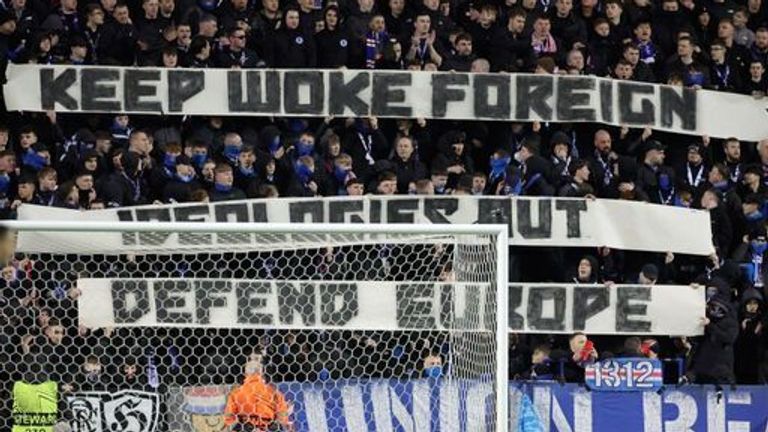 UEFA has described the banner displayed by Rangers supporters as "racist and/or discriminatory"