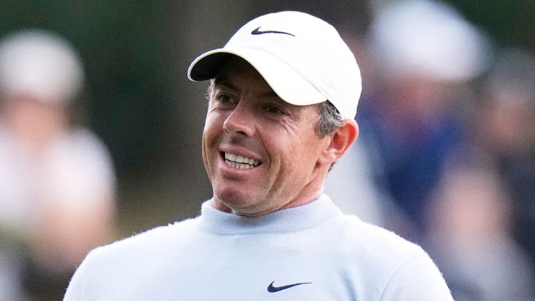 Rory McIlroy, of Northern Ireland, reacts after a putt on the 15th hole during the final round of The Players Championship golf tournament Sunday, March 16, 2025, in Ponte Vedra Beach, Fla. (AP Photo/Chris O'Meara) 