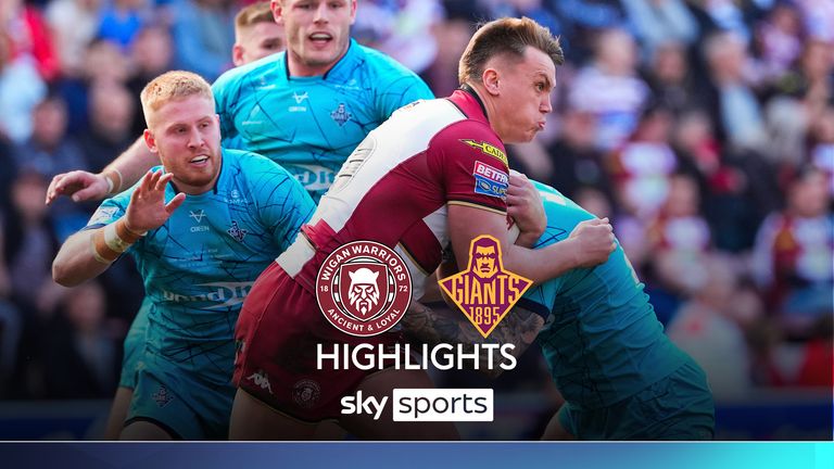 De hoogtepunten van de Super League -wedstrijd tussen Wigan Warriors en Hudersfield Giants. 