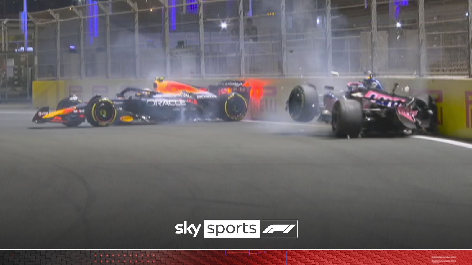 Max Verstappen holds the lead at the Saudi Arabian Grand Prix while teammate Yuki Tsunoda retires after making contact with Pierre Gasly.