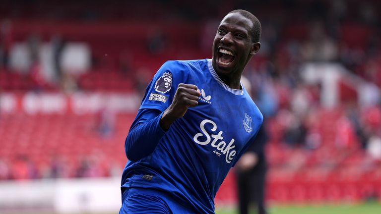 Everton's Abdoulaye Doucoure celebrates their match winner