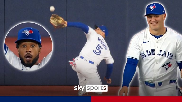 Daulton Varsho made a stunning backhanded catch for Toronto Blue Jays in his season debut against Red Sox in the MLB. 