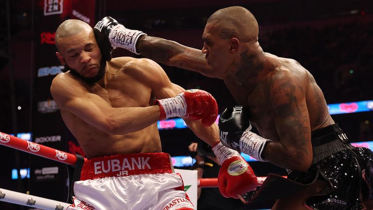 Chris Eubank Jr and Conor Benn in the opening round of their grudge match. Picture By Mark Robinson Matchroom Boxing