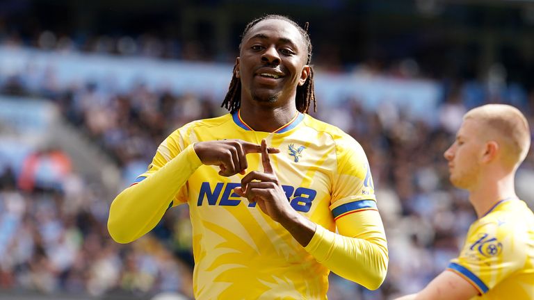 Crystal Palace's Eberechi Eze celebrates scoring 