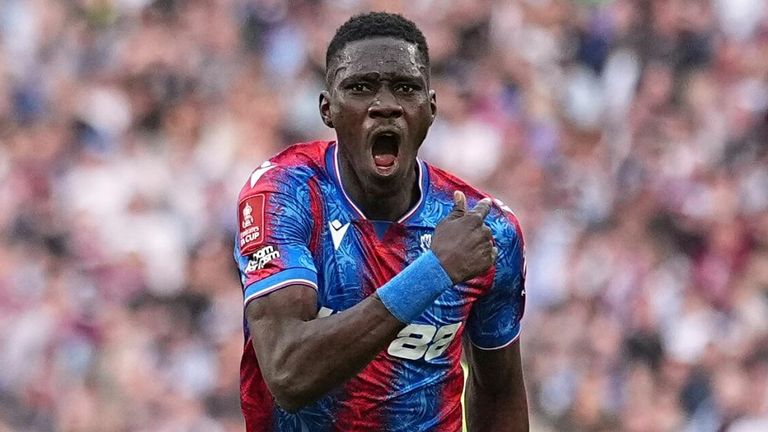 Ismaila Sarr after scoring at Wembley in the FA Cup semi-final