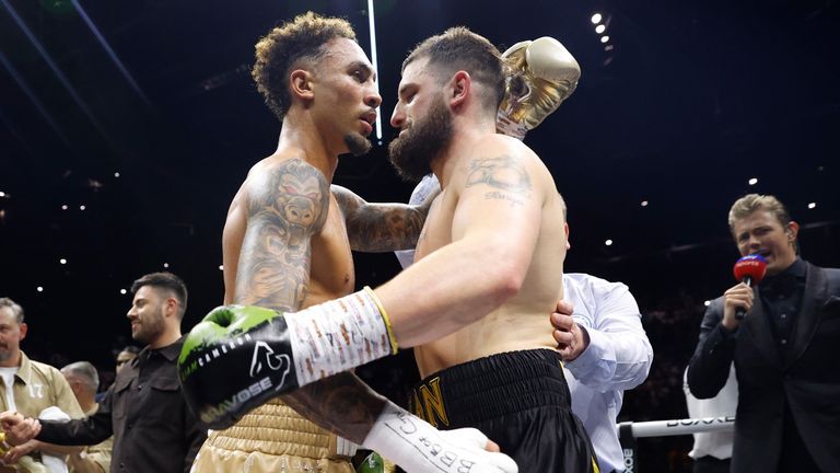BEN SHALOM BOXXER RESURGENCE.BEN WHITTAKER V LIAM CAMERON 2.PIC LAWRENCE LUSTIG/BOXXER.(PICS FREE FOR EDITORIAL USE ONLY).BP PULSE LIVE, BIRMINGHAM 20/04/2025.LIGHT HEAVYWEIGHT CONTEST.BEN WHITTAKER V LIAM CAMERON
