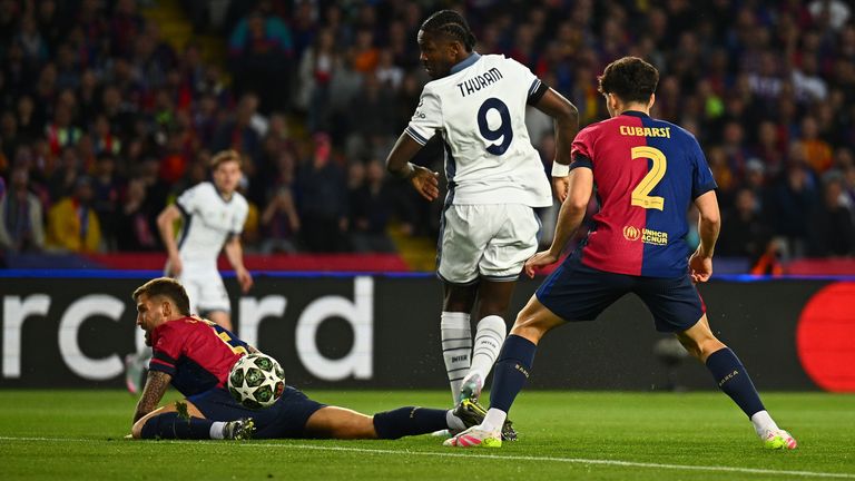 Marcus Thuram scores against Barcelona