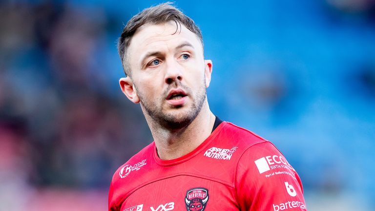 Picture by Allan McKenzie/SWpix.com - 22/02/2025 - Rugby League - Betfred Super League Round 2 - Salford Red Devils v Leeds Rhinos - Salford Community Stadium, Eccles, England - Ryan Brierley.