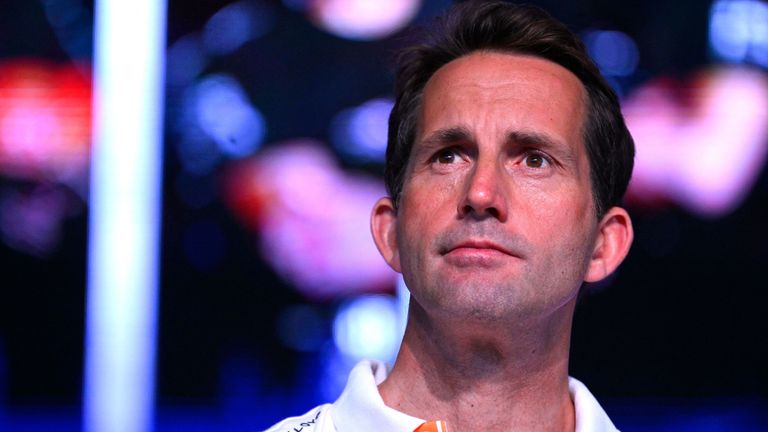 INEOS Britannia's skipper Sir Ben Ainslie attends a press conference on the eve of the 37th America's Cup first preliminary regatta in 2023