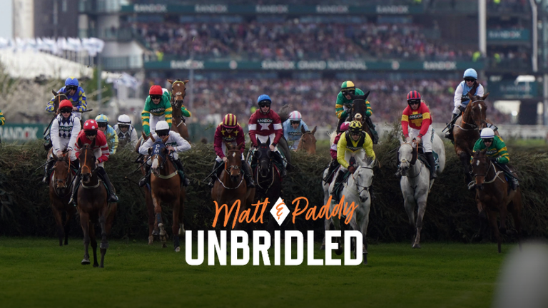 Unbridled: Runners jump away from the stands in the 2024 Aintree Grand National