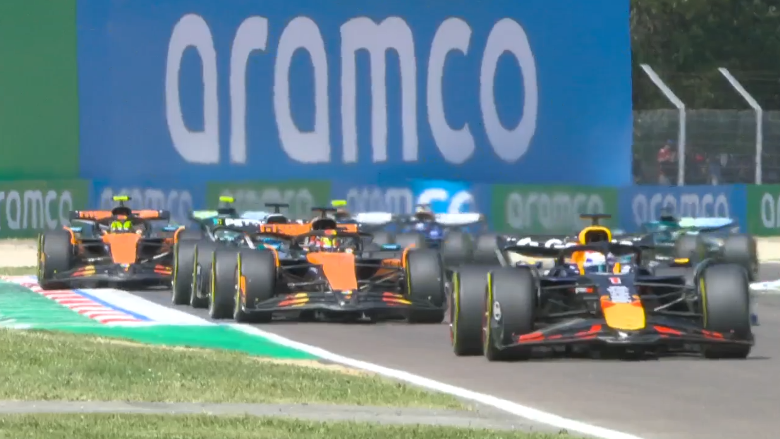 Emilia Romagna GP: Verstappen leads after stunning move on Piastri at start LIVE!