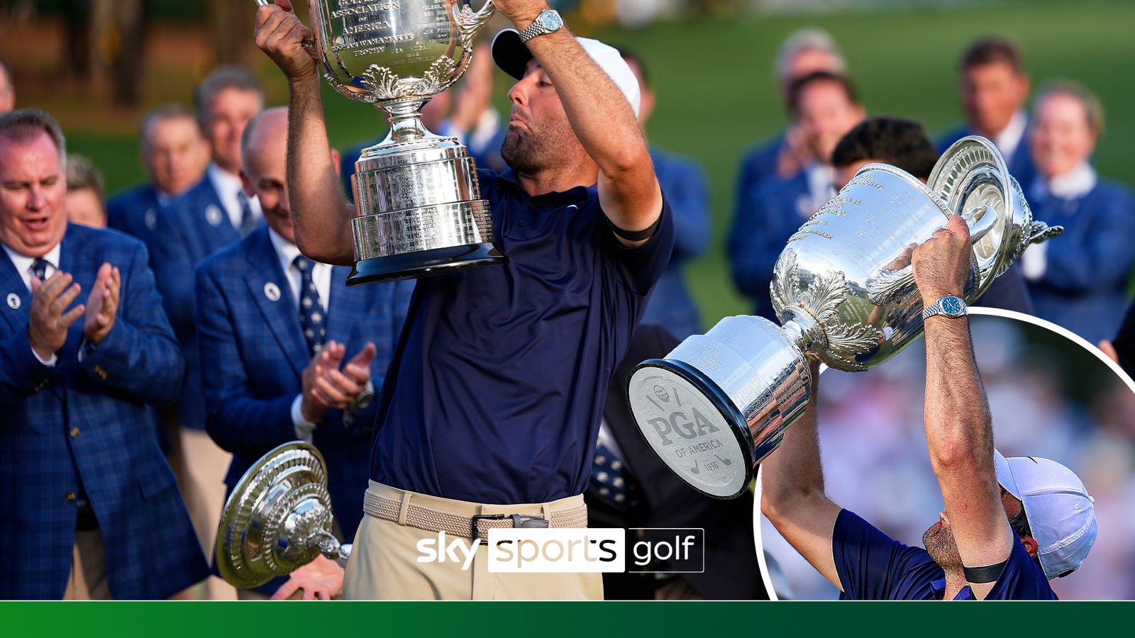 Watch hilarious moment Scheffler drops PGA Championship trophy!