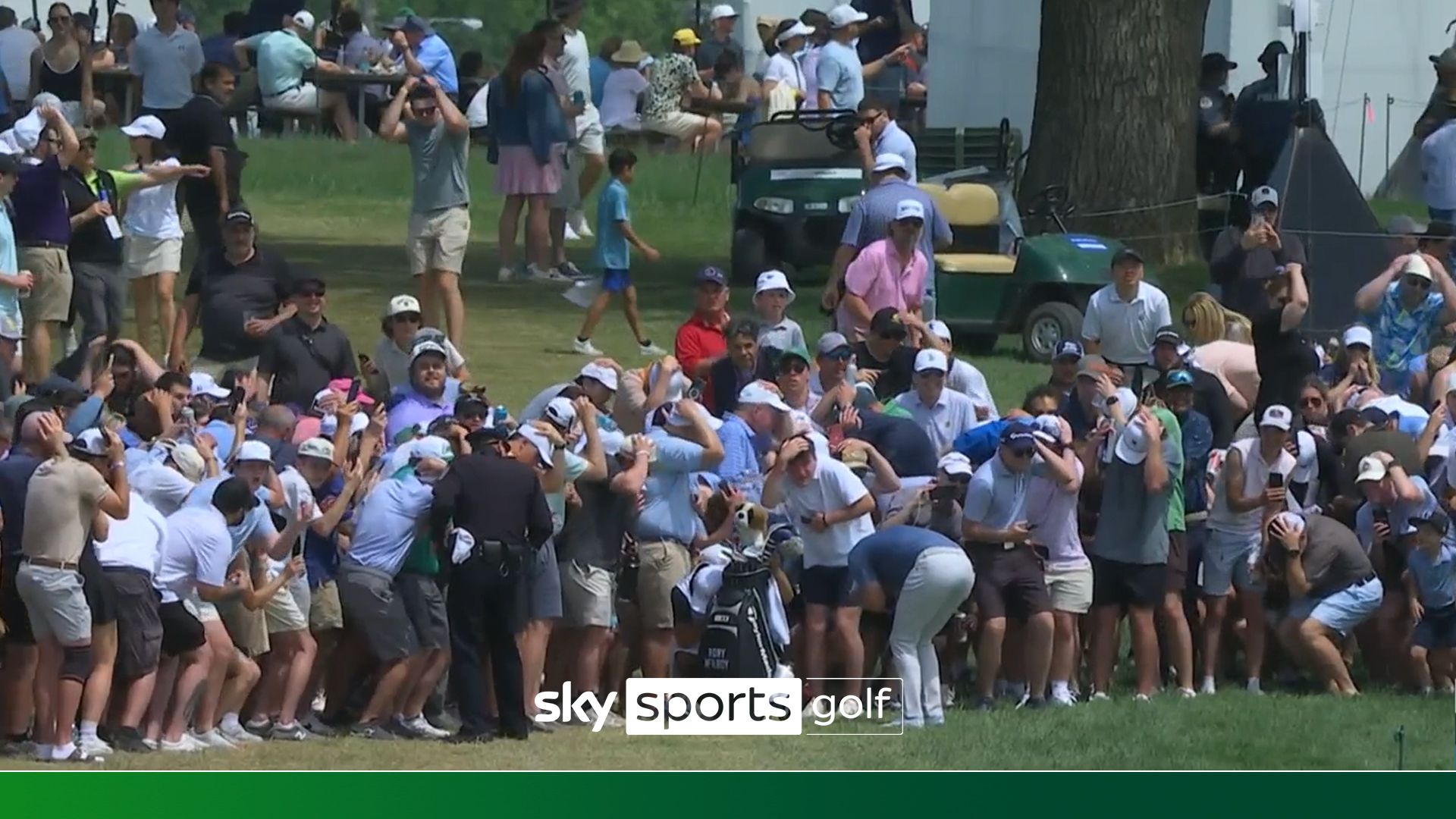 Look out, Rory! McIlroy has near-miss from stray golf shot!