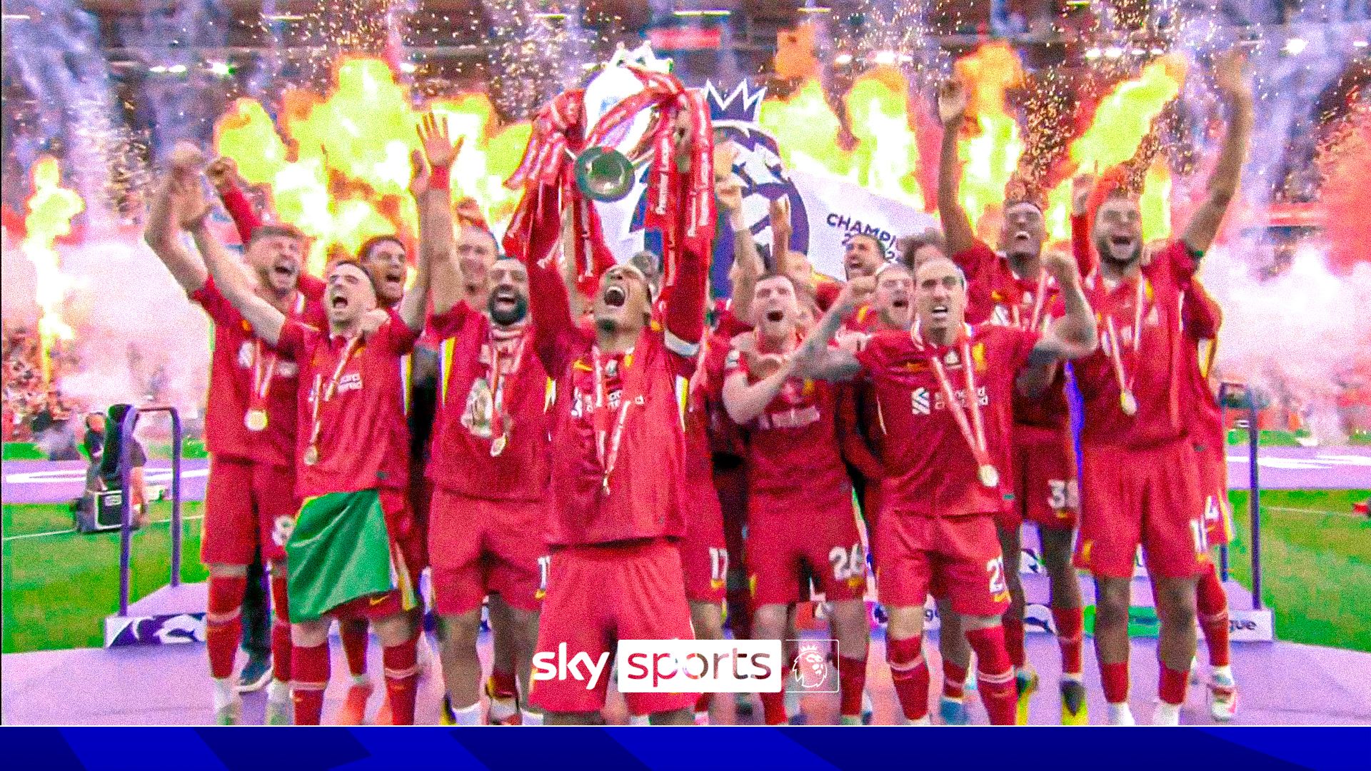 Liverpool lift the Premier League trophy
