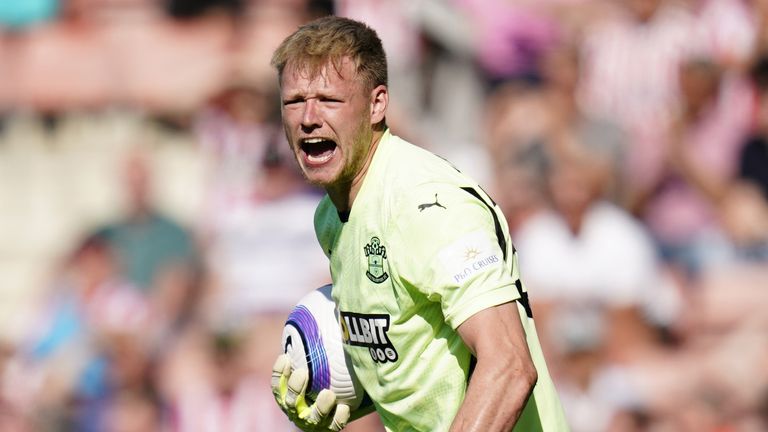 Aaron Ramsdale during the 0-0 draw with Man City
