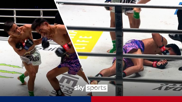 Banluelok Sitwatcharachai flawless display leads to first round knockout against Petbanrai Singha Mawynn with a well timed left handed shot as Banluelok gets his third KO in a row in  ONE Friday Fights.