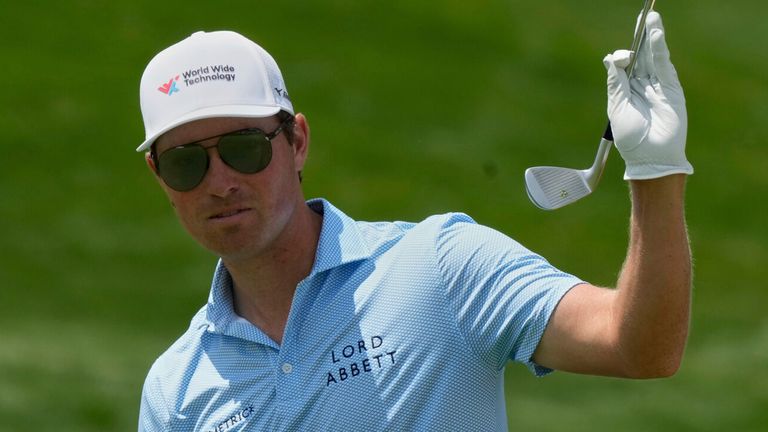 Ben Griffin, on May 29, 2025, May 29, 2025, Ohio, May 29, 2025, in the first round of the memorial golf tournament, reacted after hitting the 18th green. (AP Photo / Sue Ogrocki)